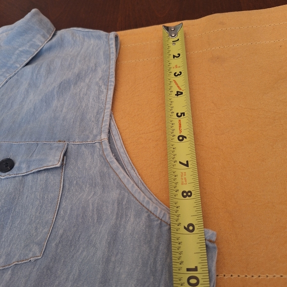 Sleeveless Denim Chambray Dress Tiered Ruffles Big Flower Accent Sz XL - Picture 13 of 16